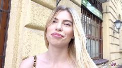 German scout - first anal fuck for slim student melina at real street casting