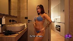 Convenci minha meia-irmà a ir para uma praia de nudismo mas primeiro eu a fodi forte